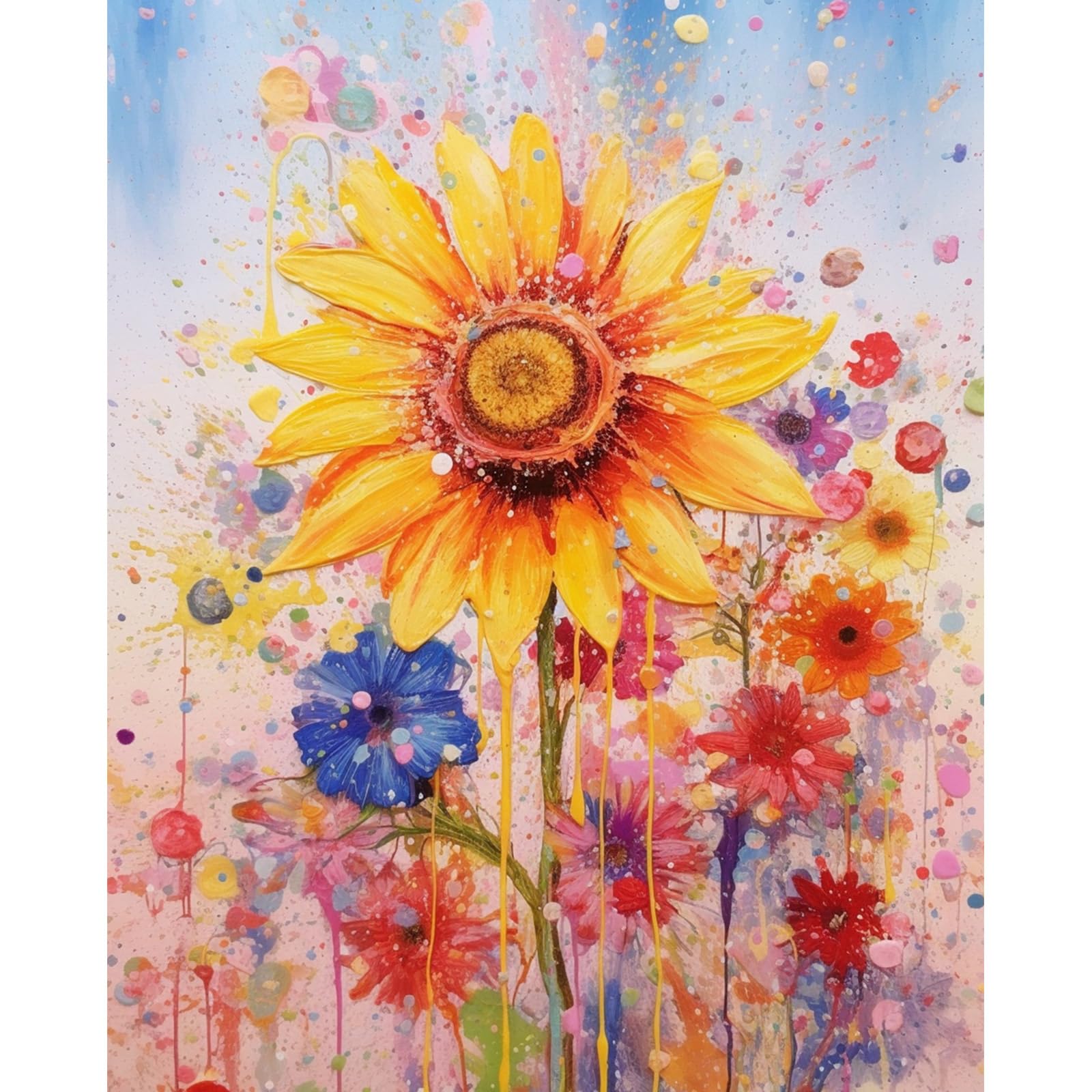 Tucocoo Sunflower Paint by Number for Adults Beginner, DIY Digital Oil Painting Kits on Canvas with Brushes and Acrylic Pigment, Beautiful Blossom Floral for Home Wall Decor 16x20 inch (Frameless)