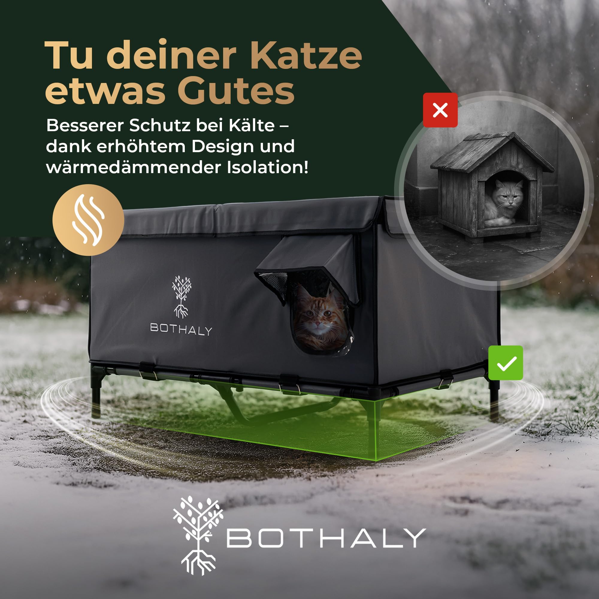 Katzenhaus Outdoor Winterfest [XXL] 2in1 Faltbar Katzenhöhle für Garten, Reisen, als Hundehütte Outdoor, Hundehöhle, Indoor, Isoliert, Wetterfest