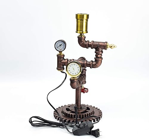 Miniatura 2 de Lámpara de mesa regulable de metal vintage estilo loft con base de madera, Sebastian, Steampunk Industrial, luz nocturna, luz de escritorio, QTF-SJ04