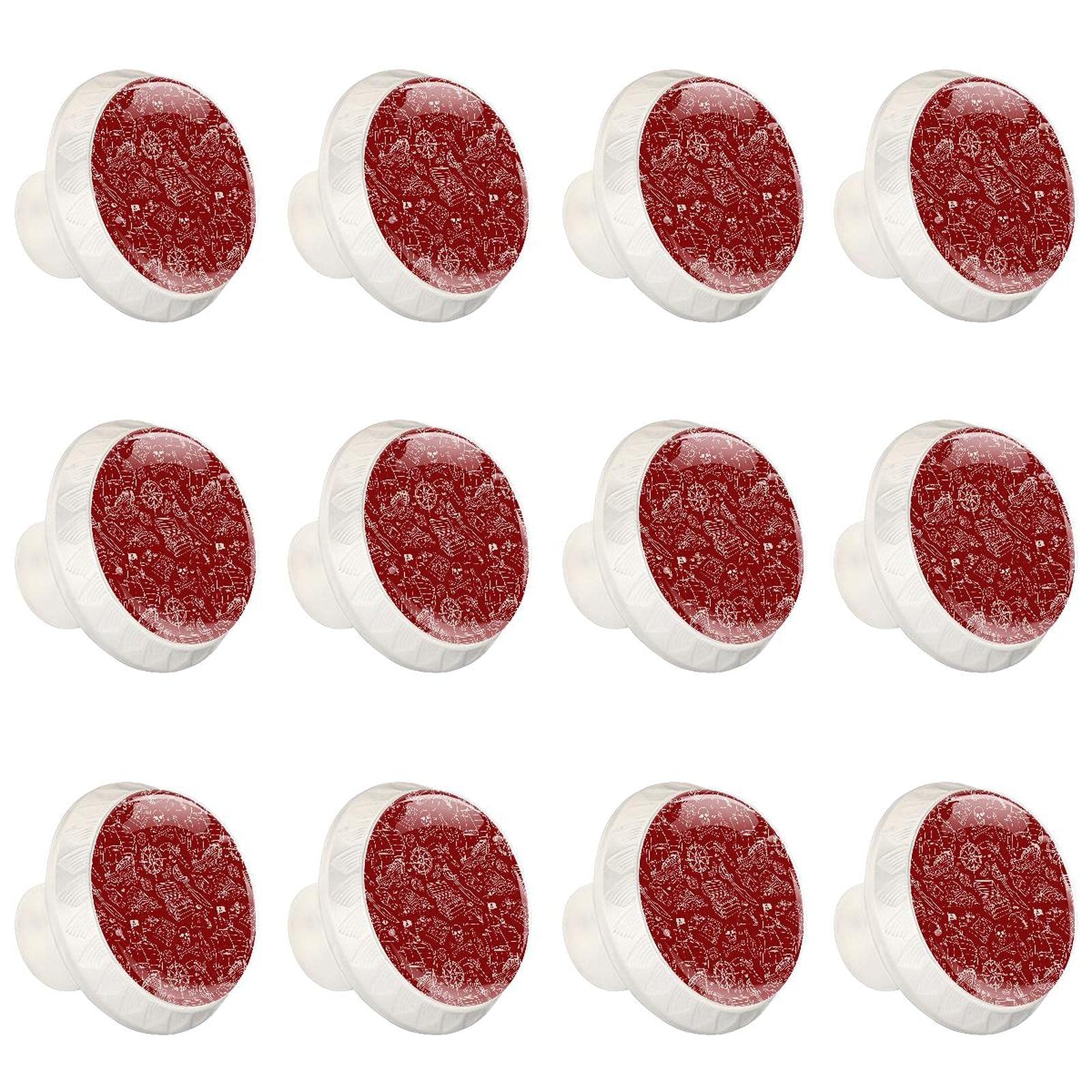 Boutons d'armoires de cuisine ronds avec motif pirate rouge et finitions soignées