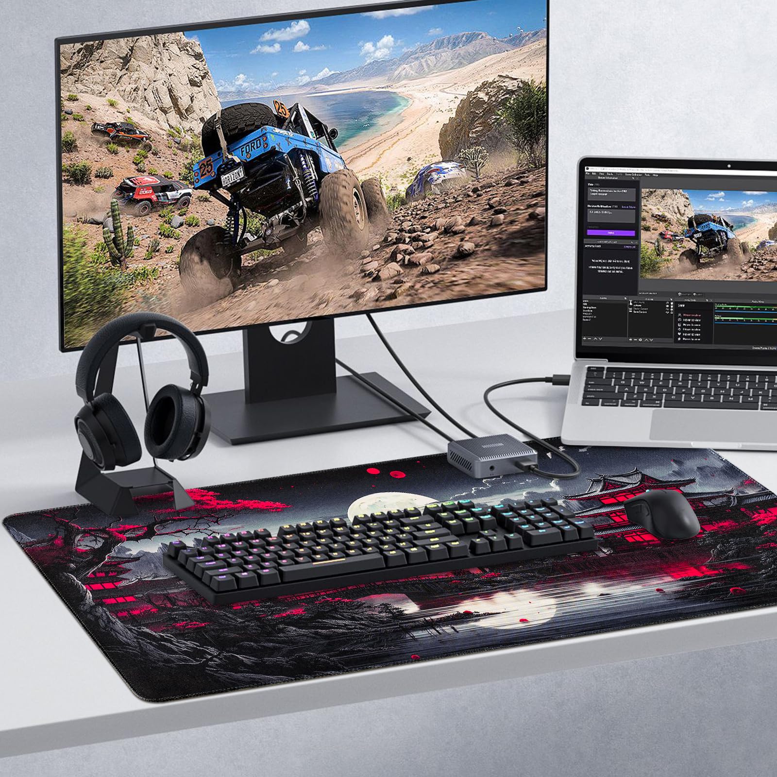 Niviy Tapis de Souris XXL 900X400mm Gamer Mouse Pad pour Bureau/Maison Base en Caoutchouc Antidérapante Tapis de Bureau à Bords Cousus Pleine Lune