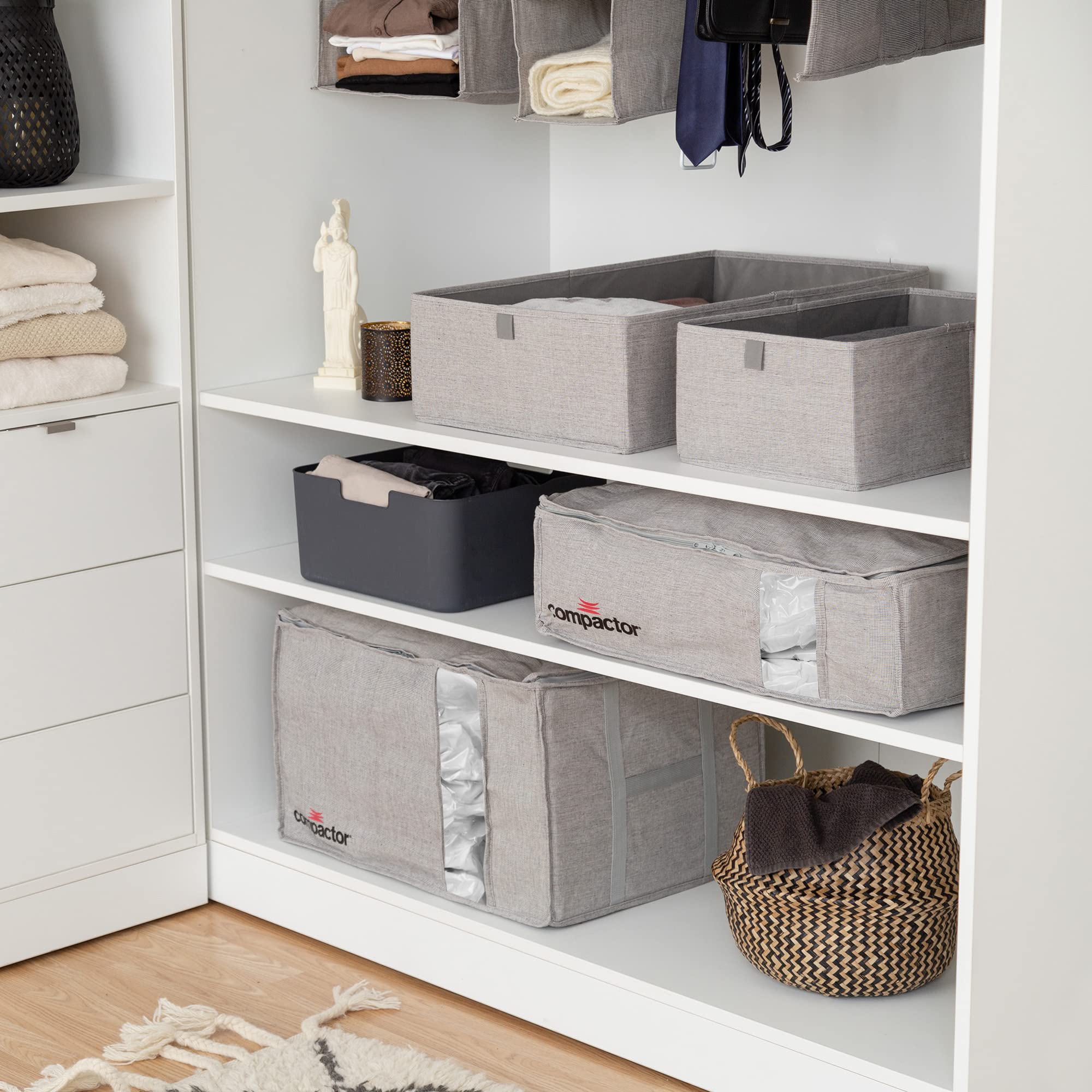 Compactor Duży organizer do szuflad Oxford - szary, 42 x 36 x 16,5 cm, tkanina Oxford i karton, SKU: RAN10732