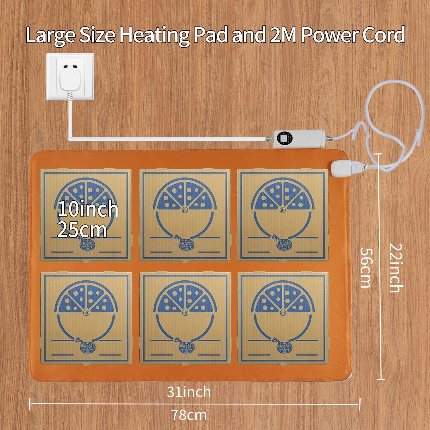 Calentamiento eléctrico, placa de calentamiento para alimentos, calentador de buffet, lámina calefactora de grafeno, temperatura ajustable y temporizador, piel sintética con revestimiento de silicona