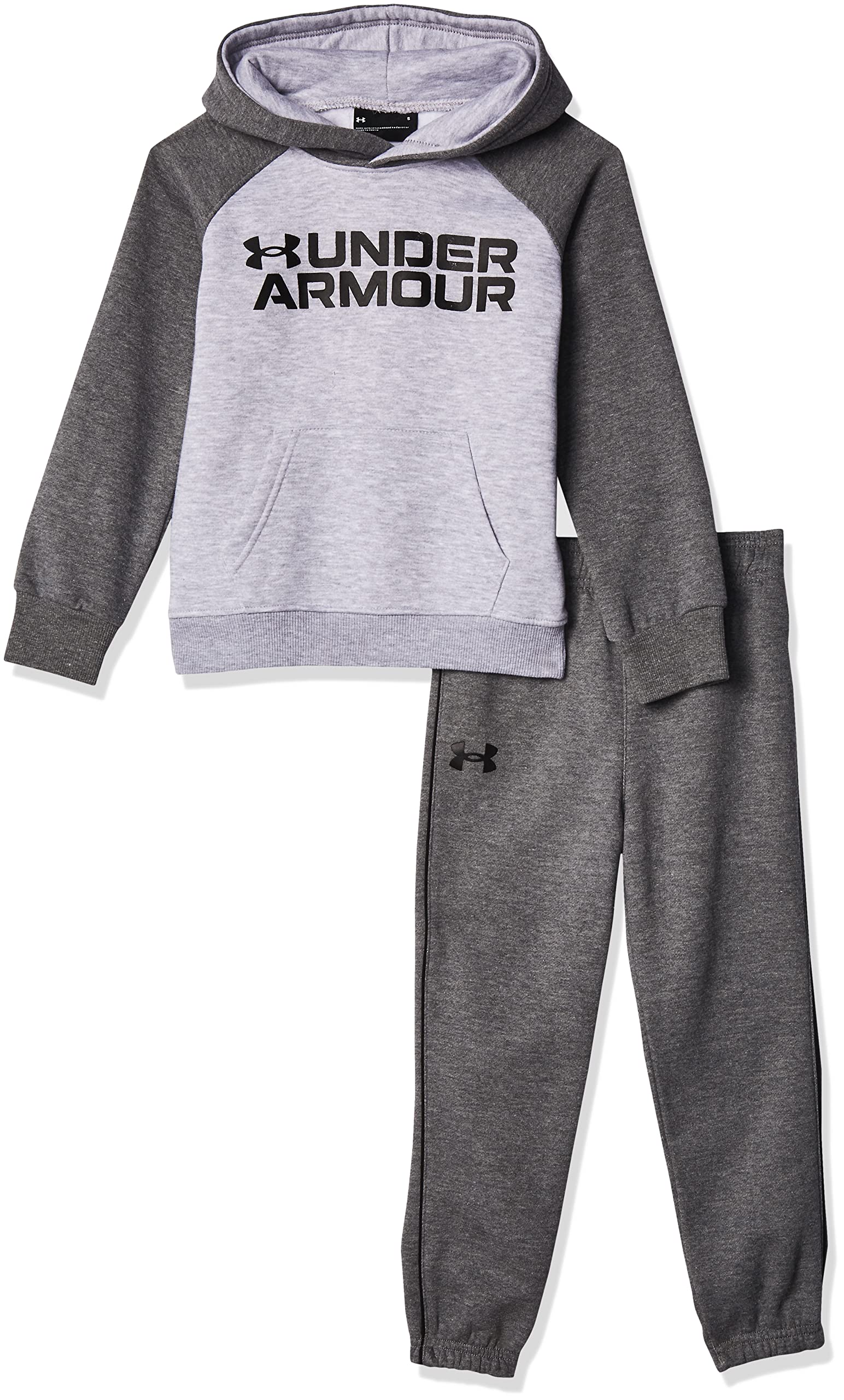 Under Armour Chłopięca bluza z kapturem i joggerami z długim rękawem i logo, Szary, 6