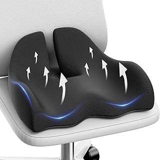 Benazcap Gel Seat Cushion for Office Chair, Memory Foam Car Seat Cushion & Office Chair Cushion, Ergonomic Coccyx Cushion for Sciatica, Tailbone, Back Pain, Black
