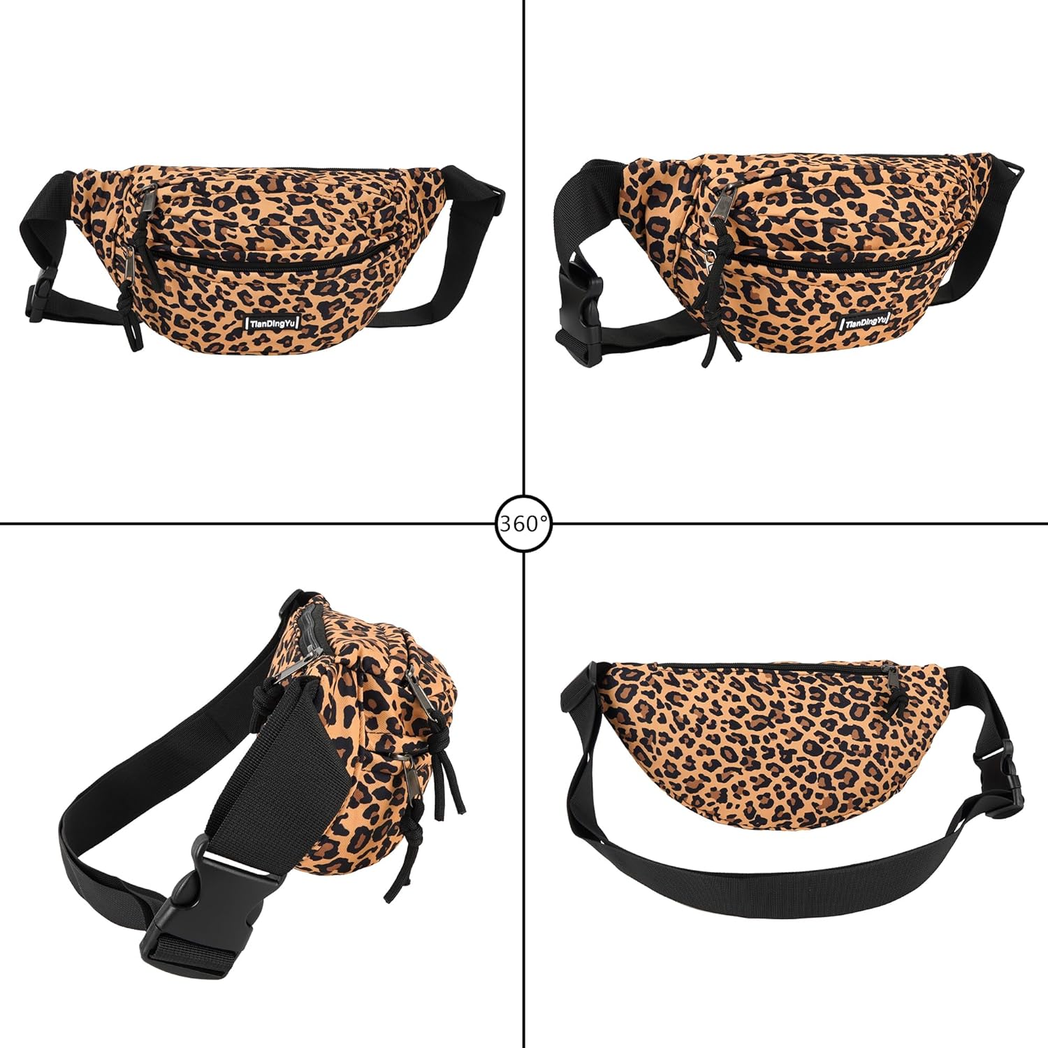 Leopard Print Nylon Fanny Pack Zebra Waist Pack Women Belt Bag Girls Chest Bag With Adjustable Belt One size yb-06937-03AD Yb-06937-03ad - Image 7