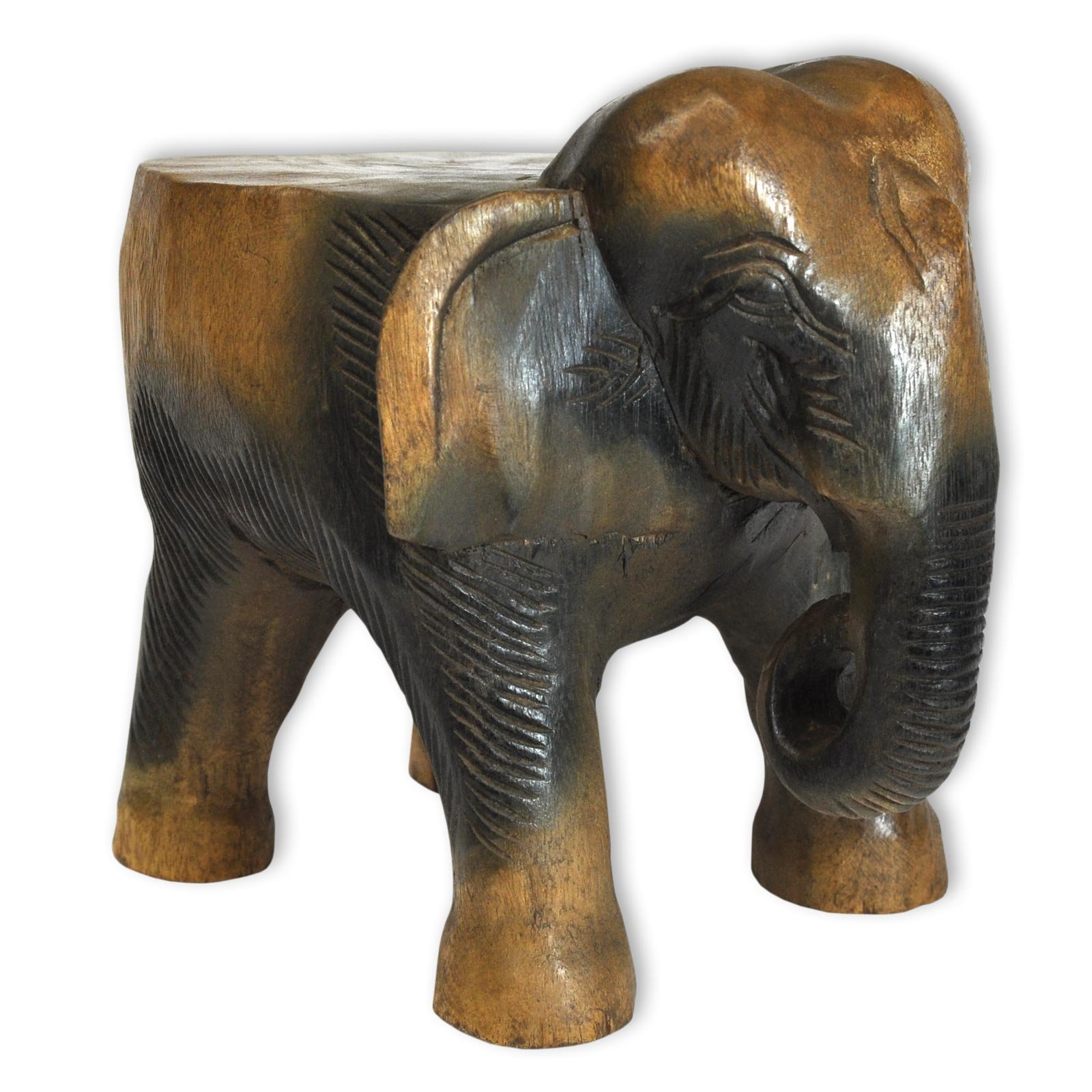 Petite Table Eléphant en Bois, guéridon, décoration intérieure, importée de Thaïlande (10995)