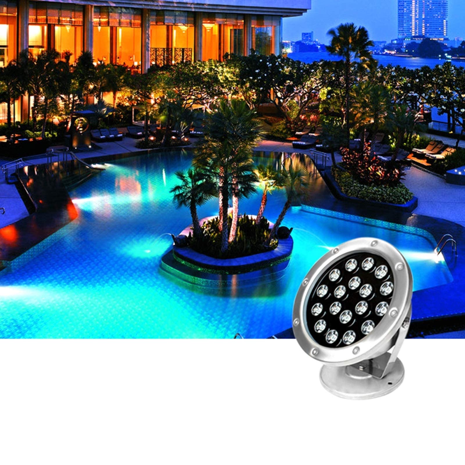 Wasserdichte Landschaftsbeleuchtung - Bodenstrahler Außen - LED Tauchlicht, LED-Poolbeleuchtung, 12V IP68 wasserdichte Edelstahl-Teichbeleuchtung, für Garten, Brunnenbeleuchtungsprojekt ( Color : Blue