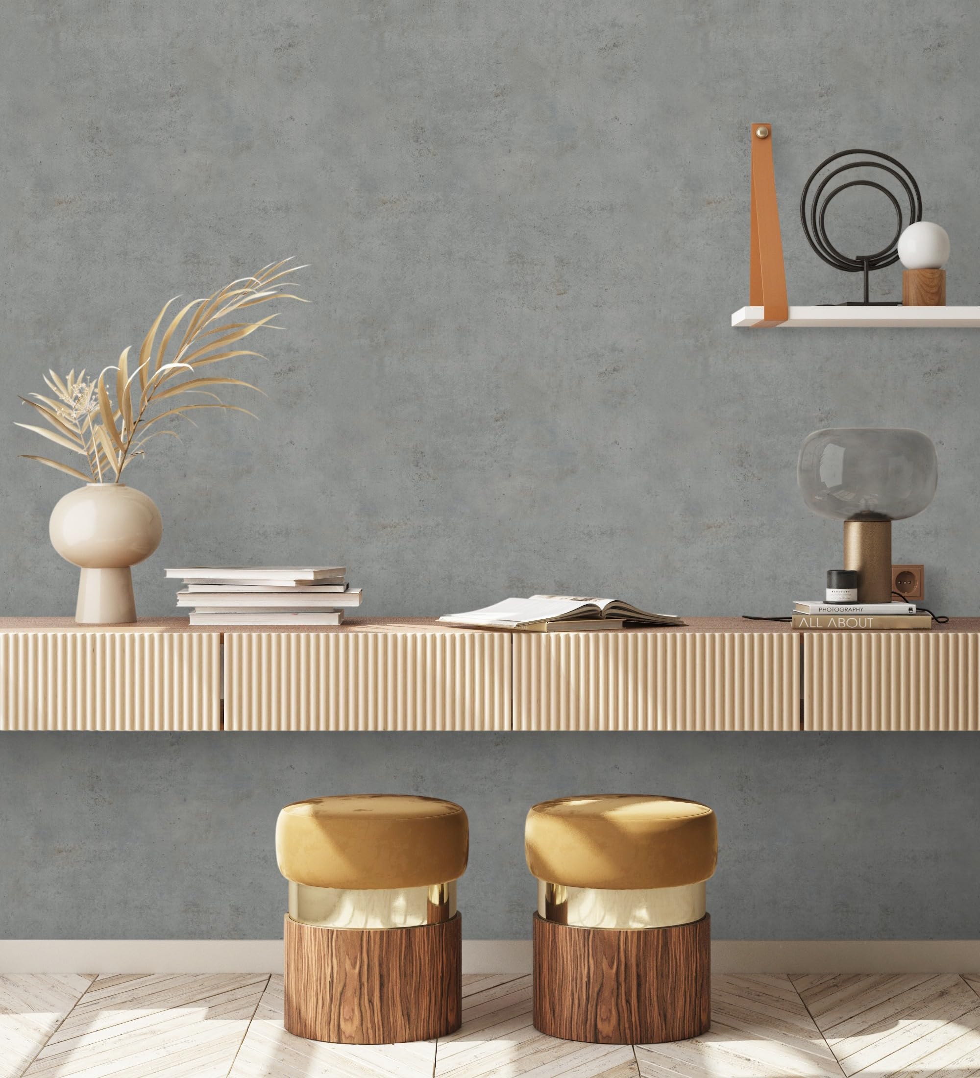 GAULAN 682765 - Carta da parati vinilica lavabile effetto microcemento con texture ruvida per pareti soggiorno cucina bagno camera da letto corridoio - Rotolo di 10 m x 0,53 m