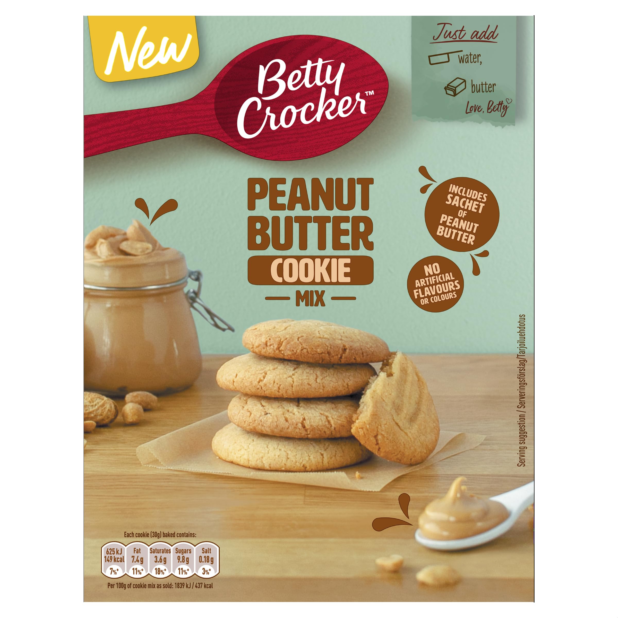 Betty Crocker Mezcla para galletas de mantequilla de cacahuete 310g