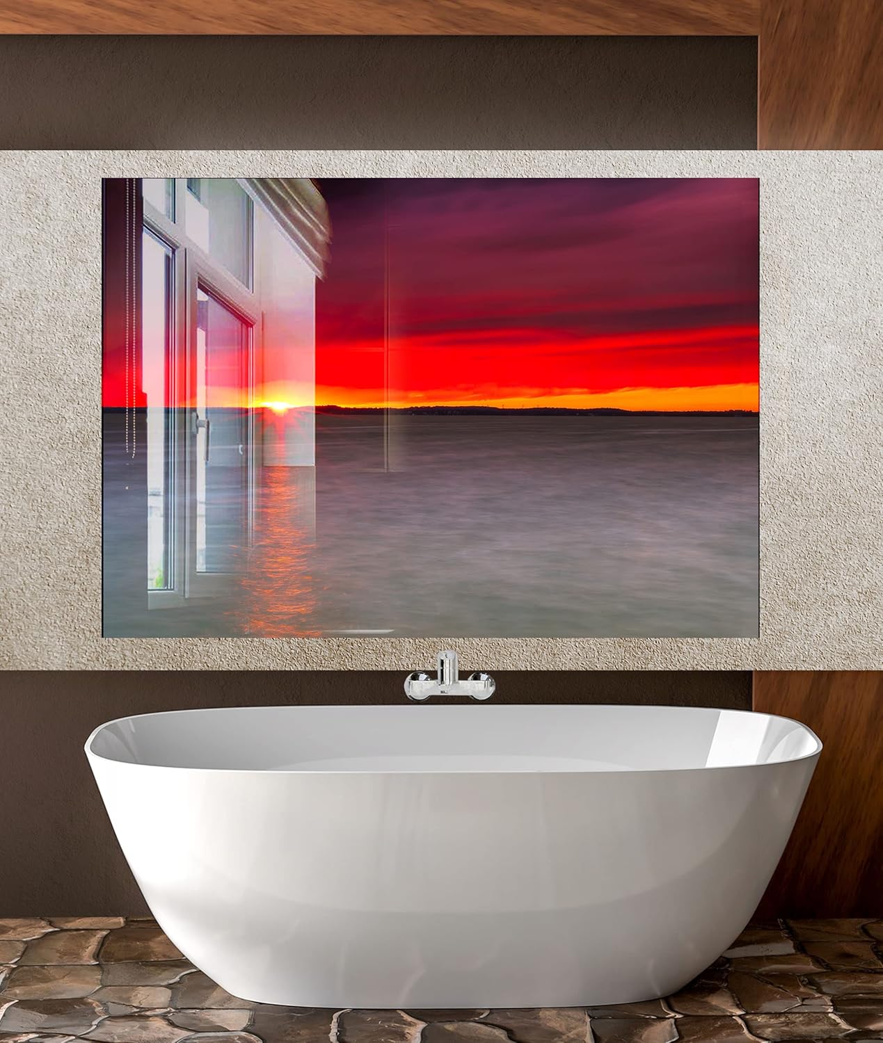 Myphotostation Tempered Glass Splashback 20Wx14H'-Sunset Backsplash Tile Design Cooker Sea View Backsplash Panel Glass Splashback for Bathroom Panel Design Sunset Splashback for Stove