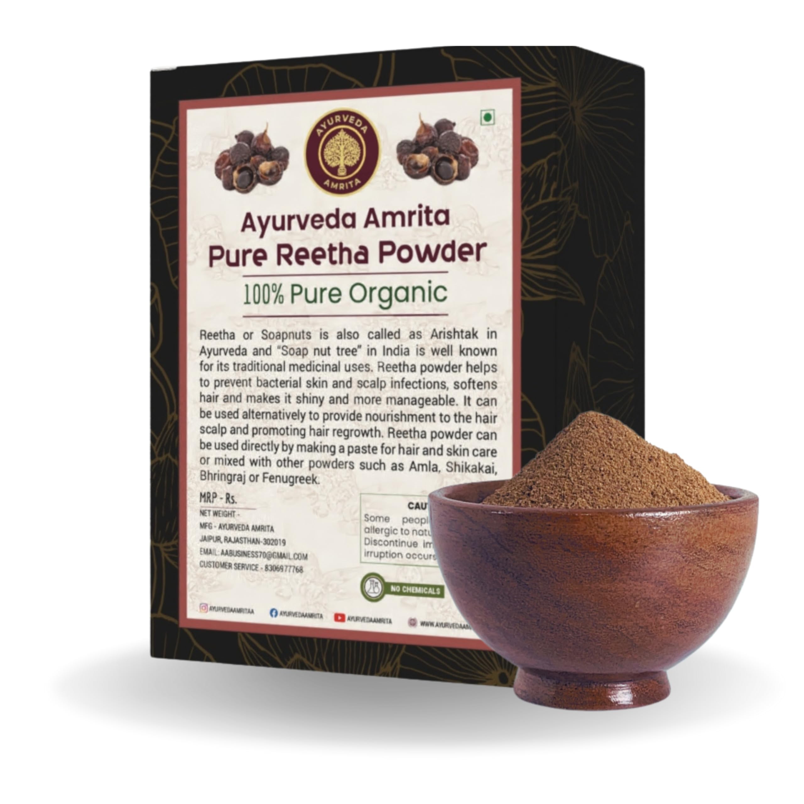Ayurveda Amrita Pure & Natural Reetha Powder For Hair &Scalp,100 Gm-image-27
