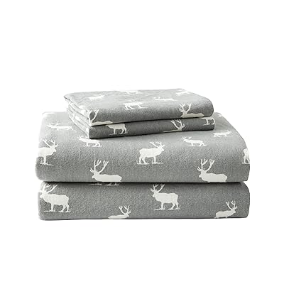 Eddie Bauer - Queen Sheets, Cotton Flannel Bedding Set, Brushed For Extra Softness, Cozy Home Decor (Elk Grove, Queen)
