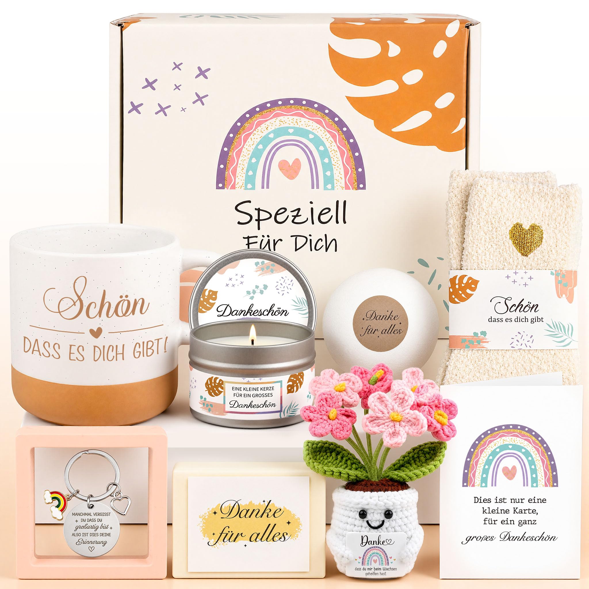 TUZELIYA Dankeschön Geschenke für Frauen, 8tlg Geschenkidee für Frauen | Danke Geburtstag Geschenk für Mama Schwester Kollegen Beste Freundin Lehrer Kollegen, Muttertag Mutmacher Geschenk