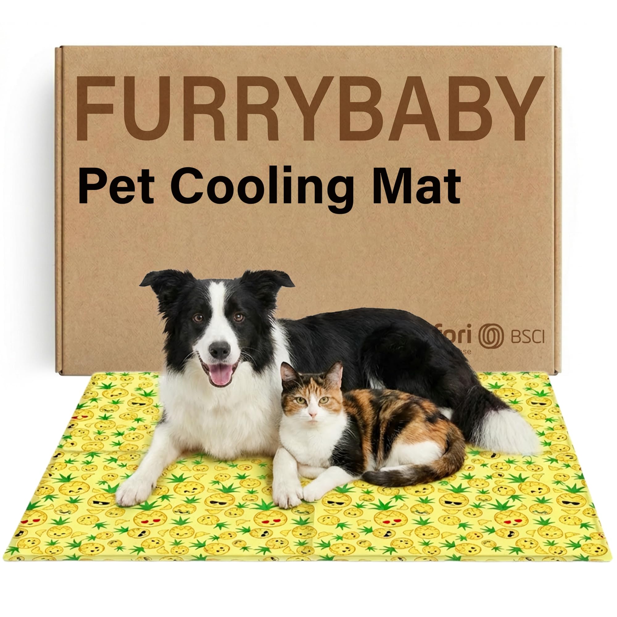 furrybaby Dog Cooling Mat for Large Dogs, Pet Cooling Mat with Self-Cooling Dog Pad, No Need to Refrigerate or Freeze, Apply Indoors Outdoors Car(Yellow Leaf 120x80cm)