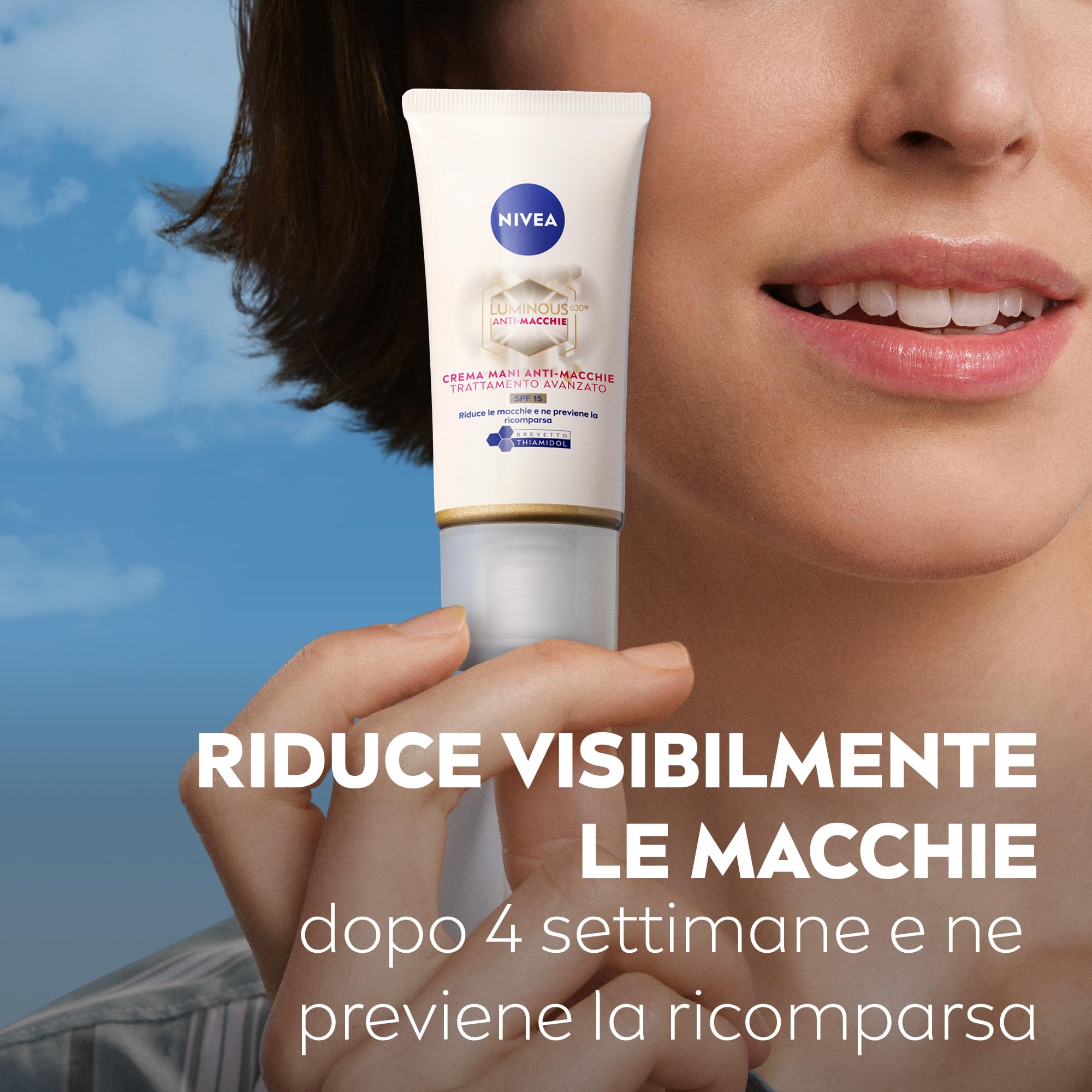 NIVEA Luminous630 Anti-Macchie Crema Mani Trattamento Avanzato SPF 15, 50 ml, Crema mani antiage e antimacchie, con Acido Ialuronico e Thiamidol brevettato, per mani secche e screpolate
