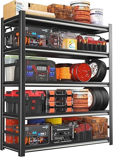 Estantería de garaje y almacenamiento estantes de metal de fácil montaje, estante de 5 niveles, estante ajustable de alta resistencia, estantes de