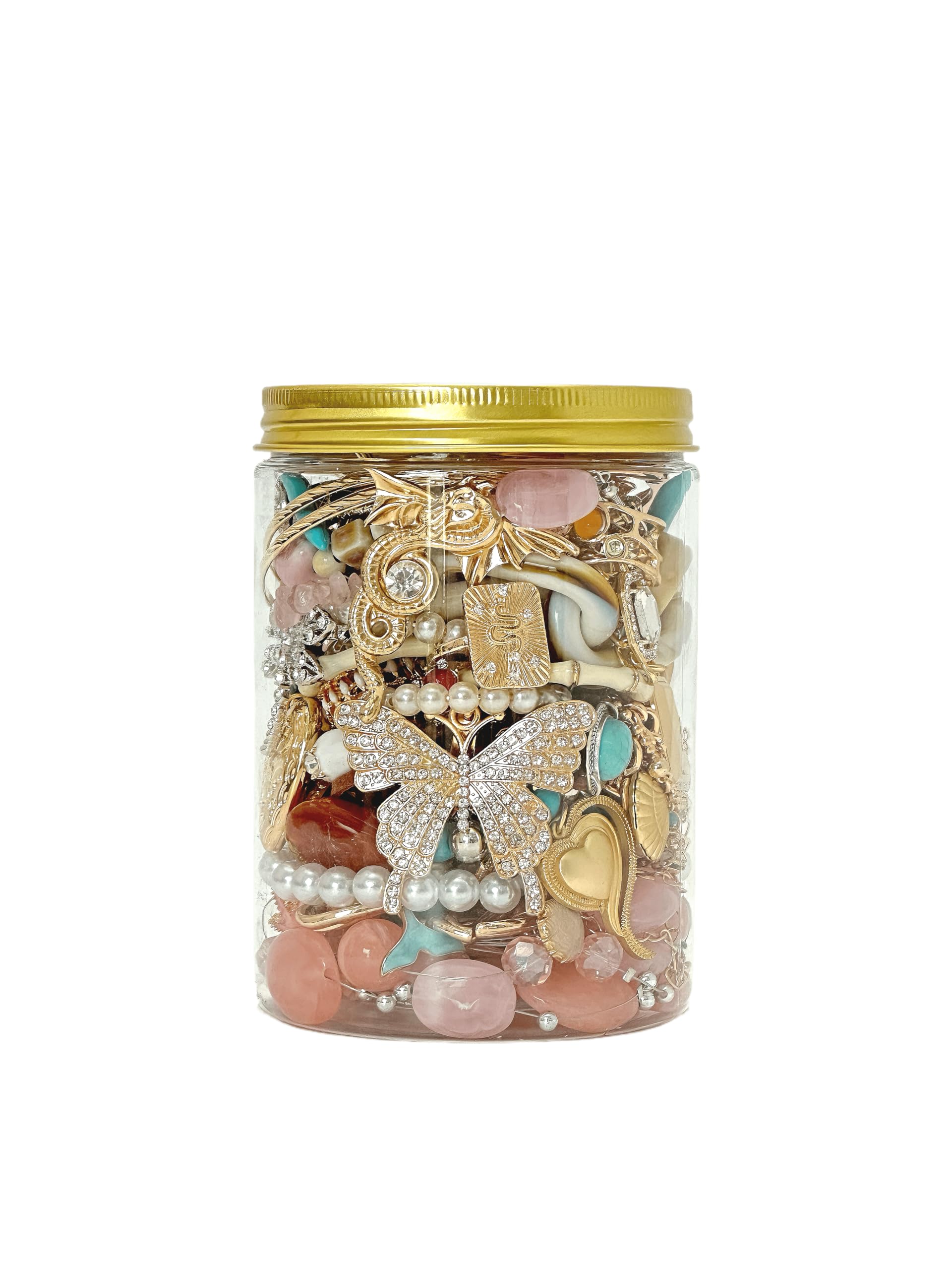 45-50 pcs Mystery Jewelry Jar, Surprise Jewelry Set for Woman Includes Necklaces, Earrings, Rings, Bracelets and Hair Clips, Unique Anniversary Birthday Friendship, Goth Gift for Her