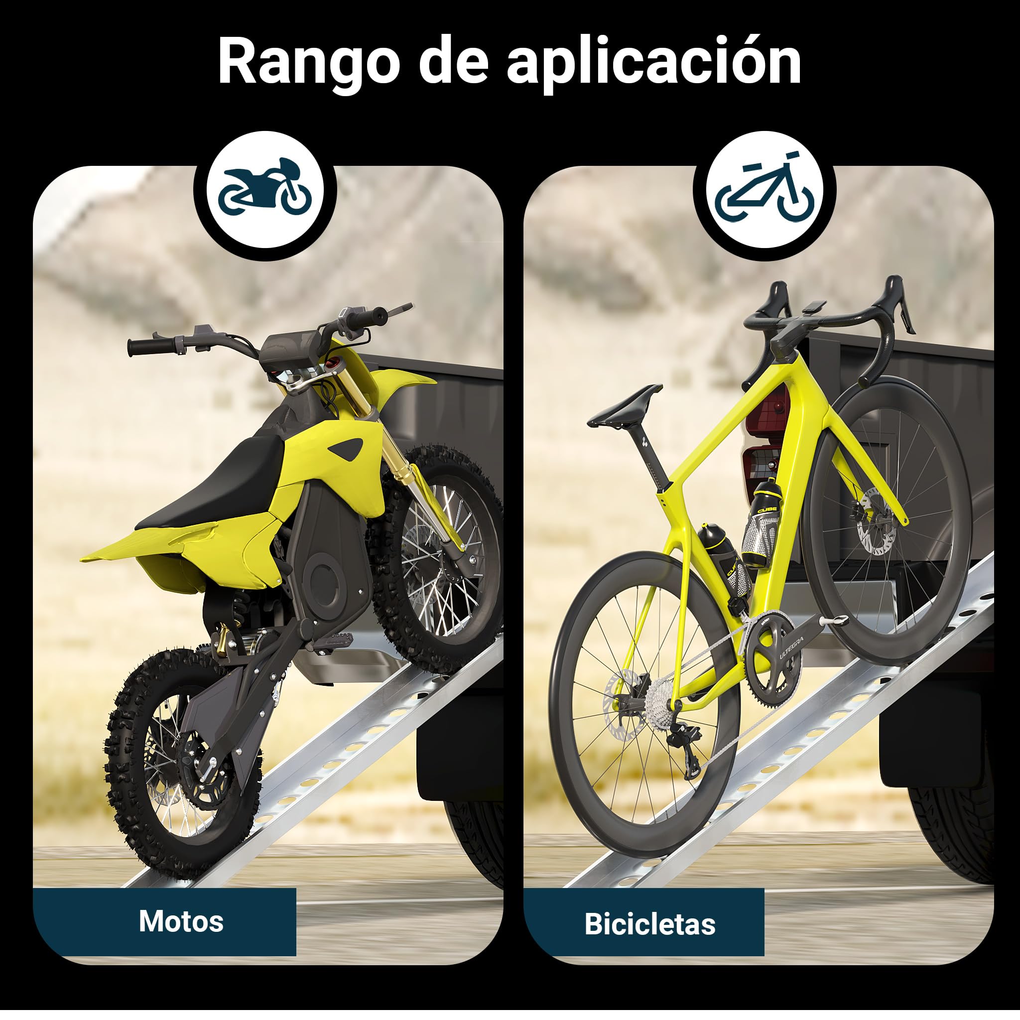 Rampa Carga Motocicletas 192 cm ATV Aluminio Plegable Quads Motos Vehículos Ayuda Transporte 182 kg