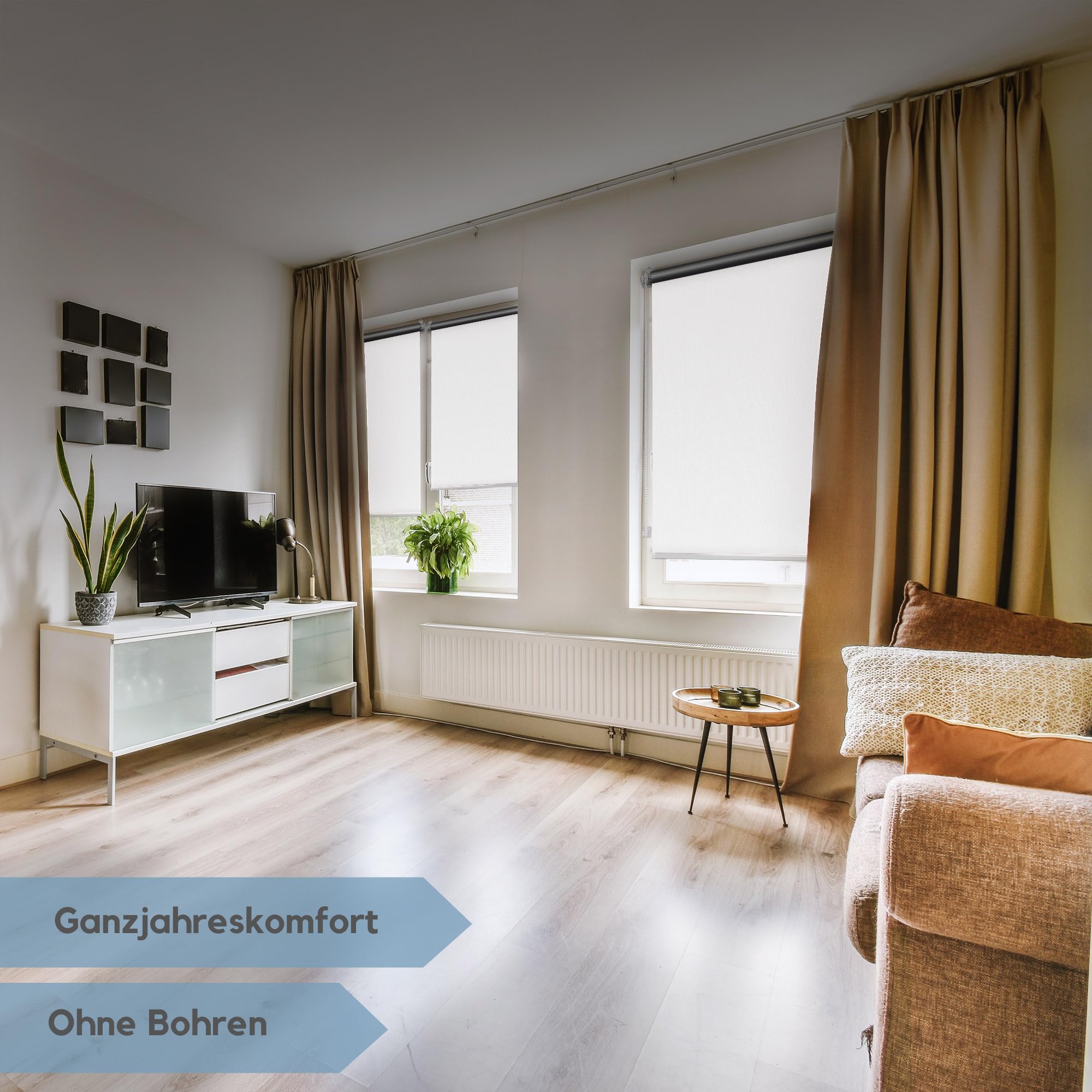 Zero Home - Premium Verdunklungsrollo Ohne Bohren I Klemmrollos für Fenster und Türen Thermorollo I Klemmfix Rollo I Sichtschutz und Sonnenchutz I Blackout I 70x220cm - Weiß