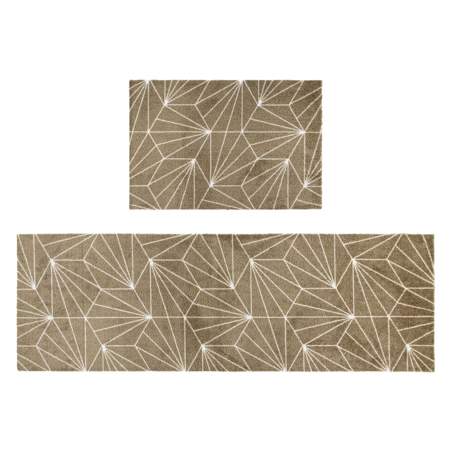 JVL Mega Doormat and Runner set - Brown Geo