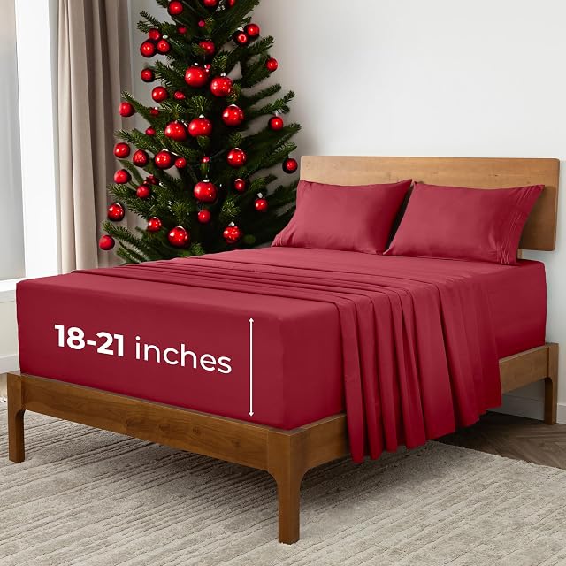 Mellanni Extra Deep California King Sheets - 4 PC Iconic Collection Bedding - Hotel Luxury Ultra Soft Cooling