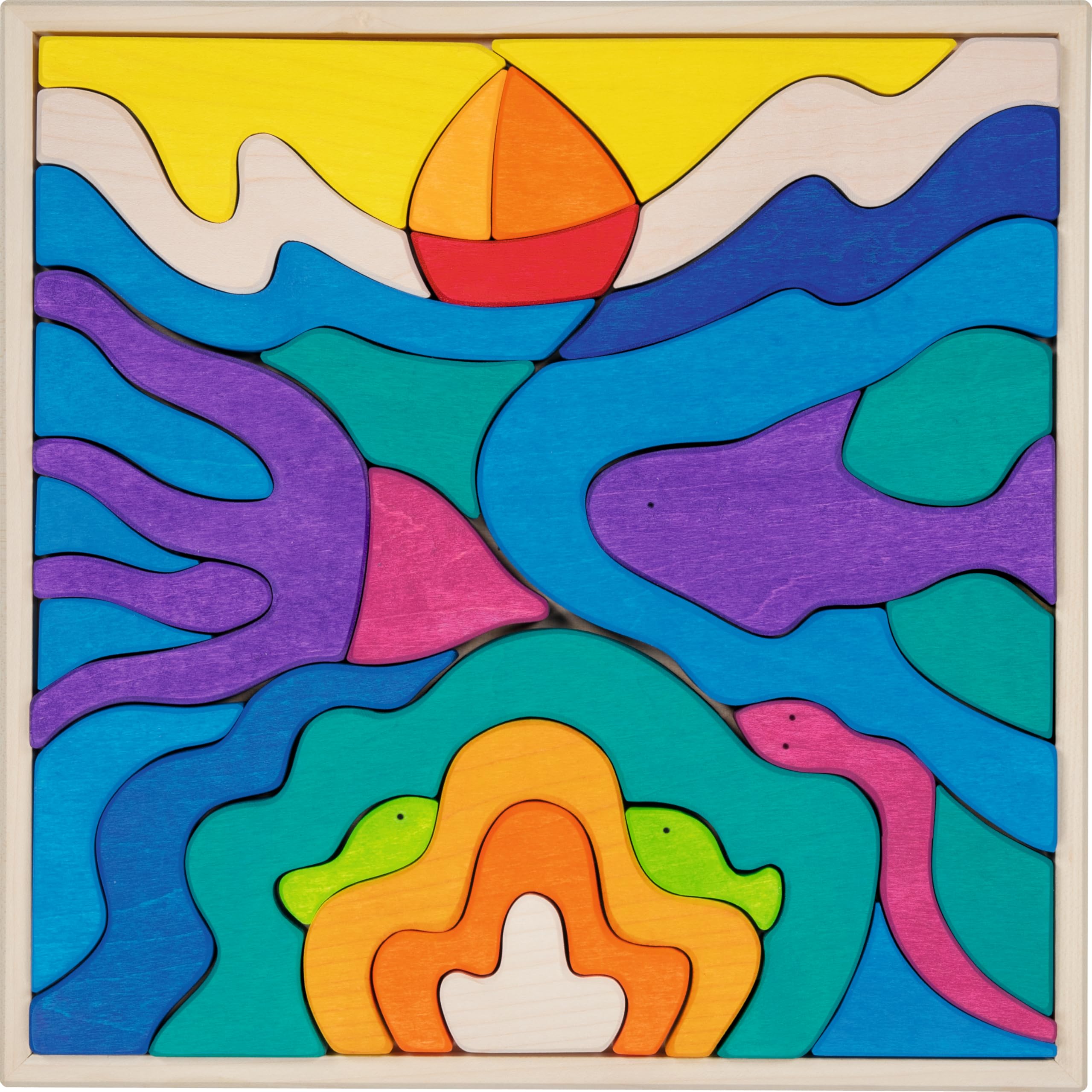 goki 58479 – Mattoncini da Costruzione, Piccolo Arcobaleno – in Legno d'Acero di Alta qualità Evolution – 7 Pezzi – Colori Colorati a Base d'Acqua