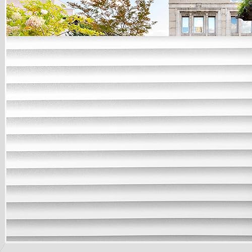 Miniatura 1 de Donox Película de privacidad para ventana, tipo persiana, protección UV, película estática no adhesiva, película extraíble para ventana de oficina