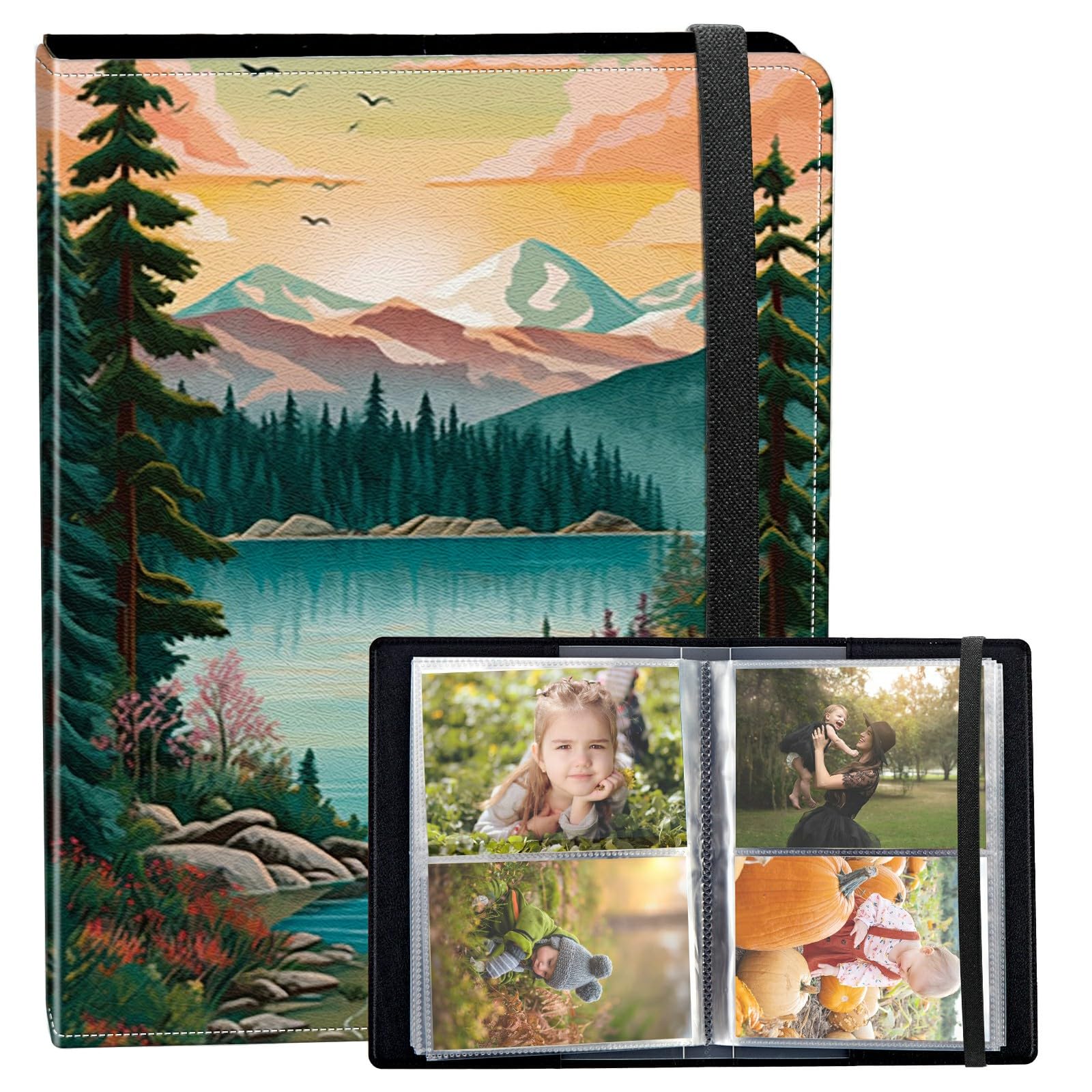Album photo 9x13 cm en cuir pour 80 photos souvenir de voyage compact