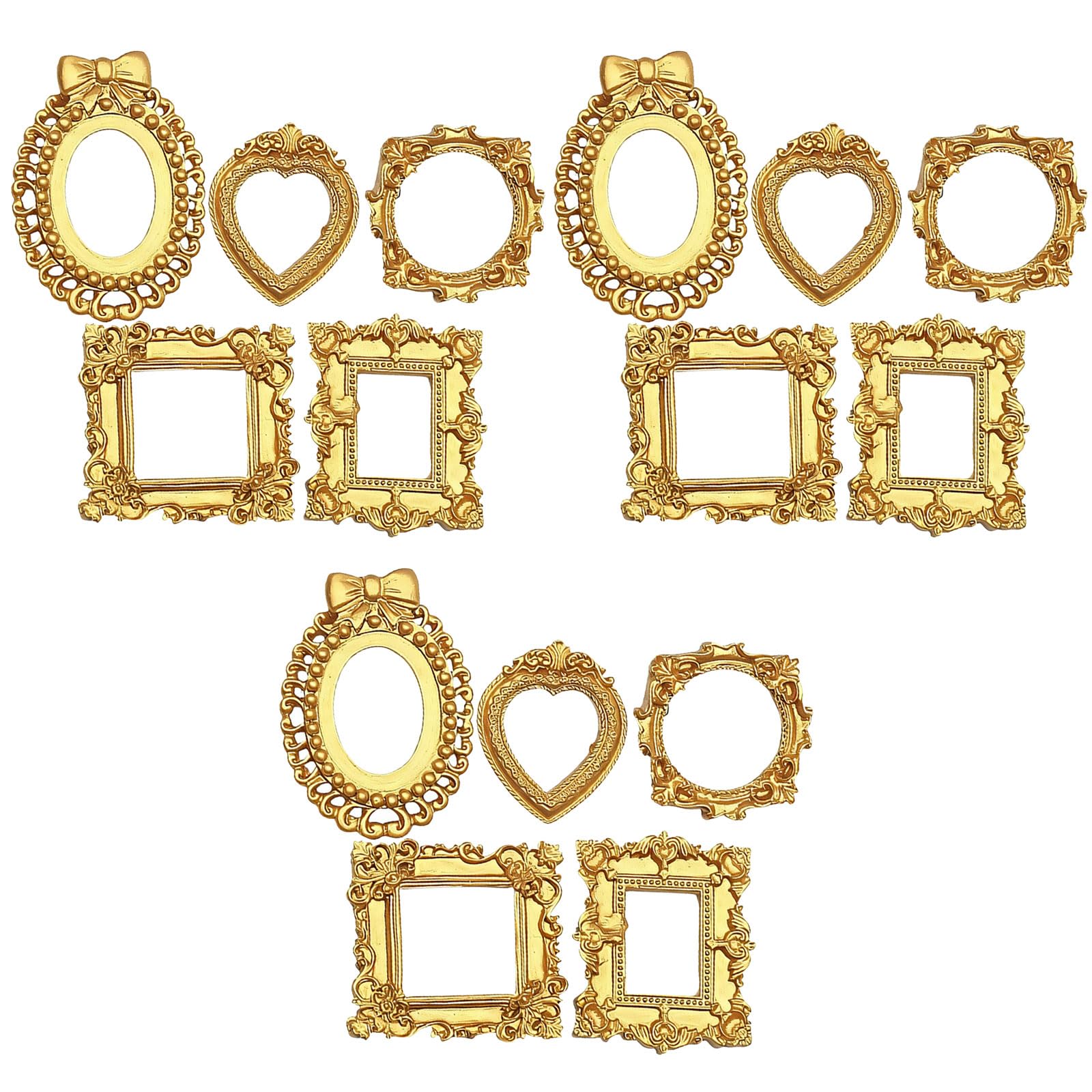 Tsophreniq Of 3 Golden Resin Picture Frames with Ornate Carved Borders Perfect for Art and Stylish Display Frame