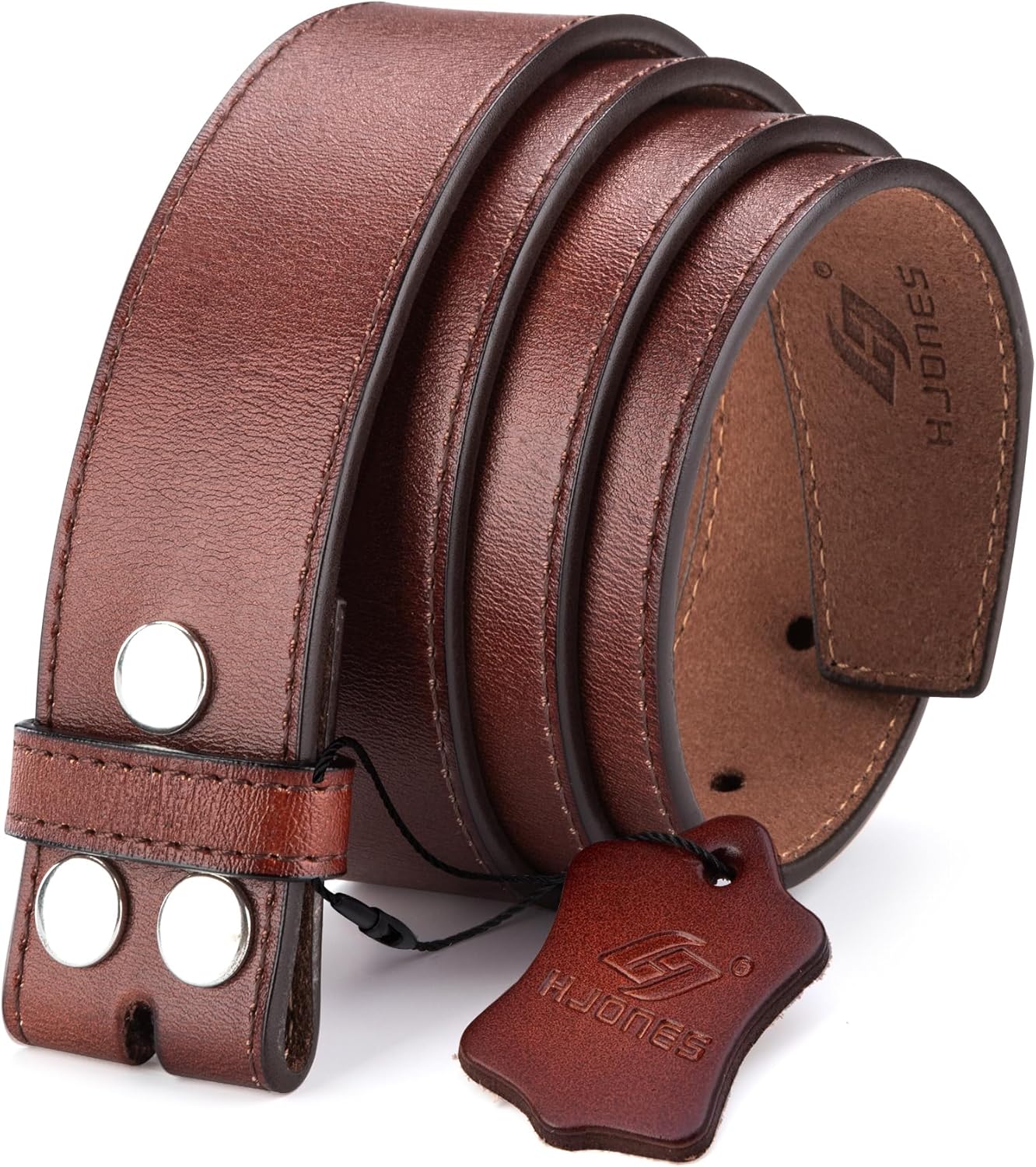 HJones Leather Belt for Belt Buckle Men’s, 1.5″ Replacement Belt Strap Without Buckle