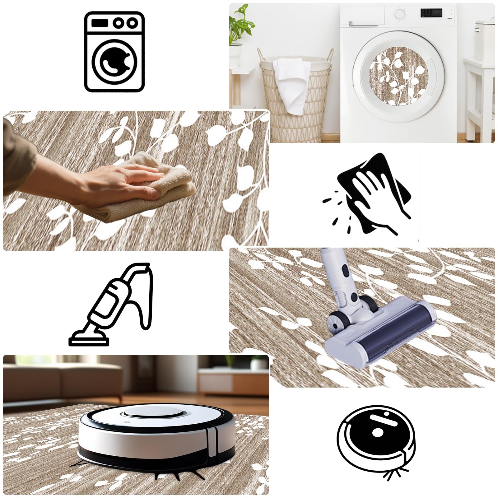 Teppich Läufer Flur Langer Läufer Waschbar Küchenläufer Meterware 70 x 260 cm Küchenteppich für vor dem Waschbecken rutschfeste Teppich für Eingangsbereich Bettvorleger Flur Küche Waschküche