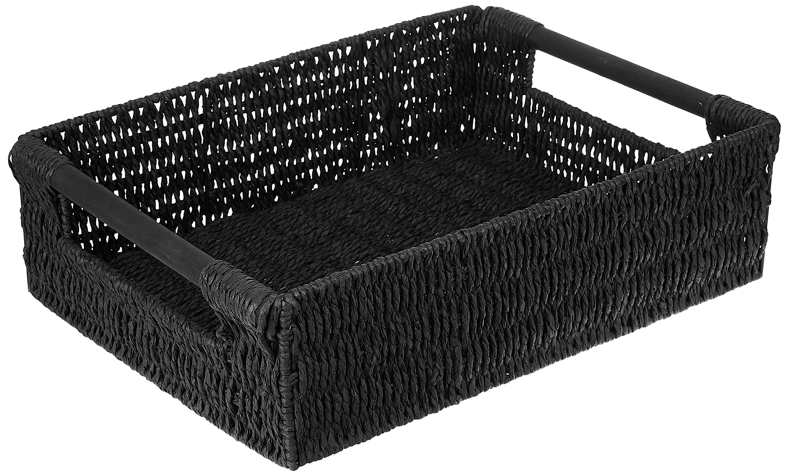 Woodluv Black Rectangular Paper Rope Basket, Xlarge