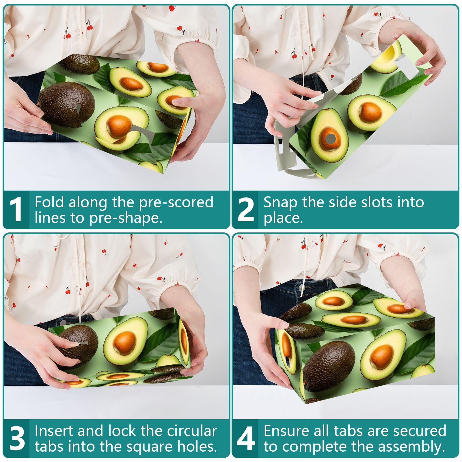 Faltbarer Zeitschriftensammler, Cartoon-Avocado-Grün