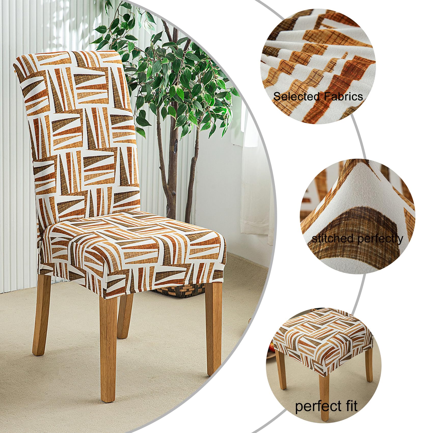 HZDHCLH Chair Covers Slipcovers 4/6 PCs Stretch Removable Washable Short Dining Chair Protector Cover Seat for Hotel,Dining Room,Ceremony (Cloth pattern,6 PCS) - Image 2