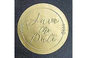 Gold Embossed Save the Date Stickers for Invitations
