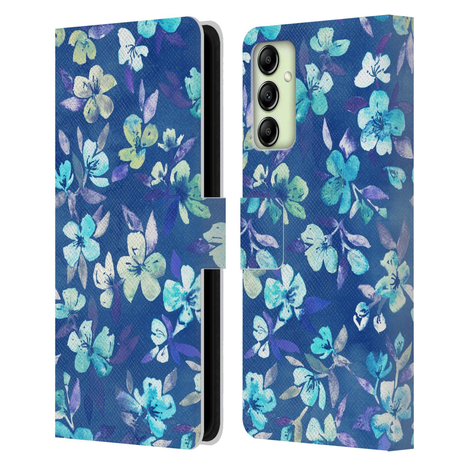 Head Case Designs Officially Licensed Micklyn Le Feuvre Grown Up Betty Blue Watercolour Floral Florals 2 Leather Book Wallet Case Cover Compatible with Samsung Galaxy A14 / 5G