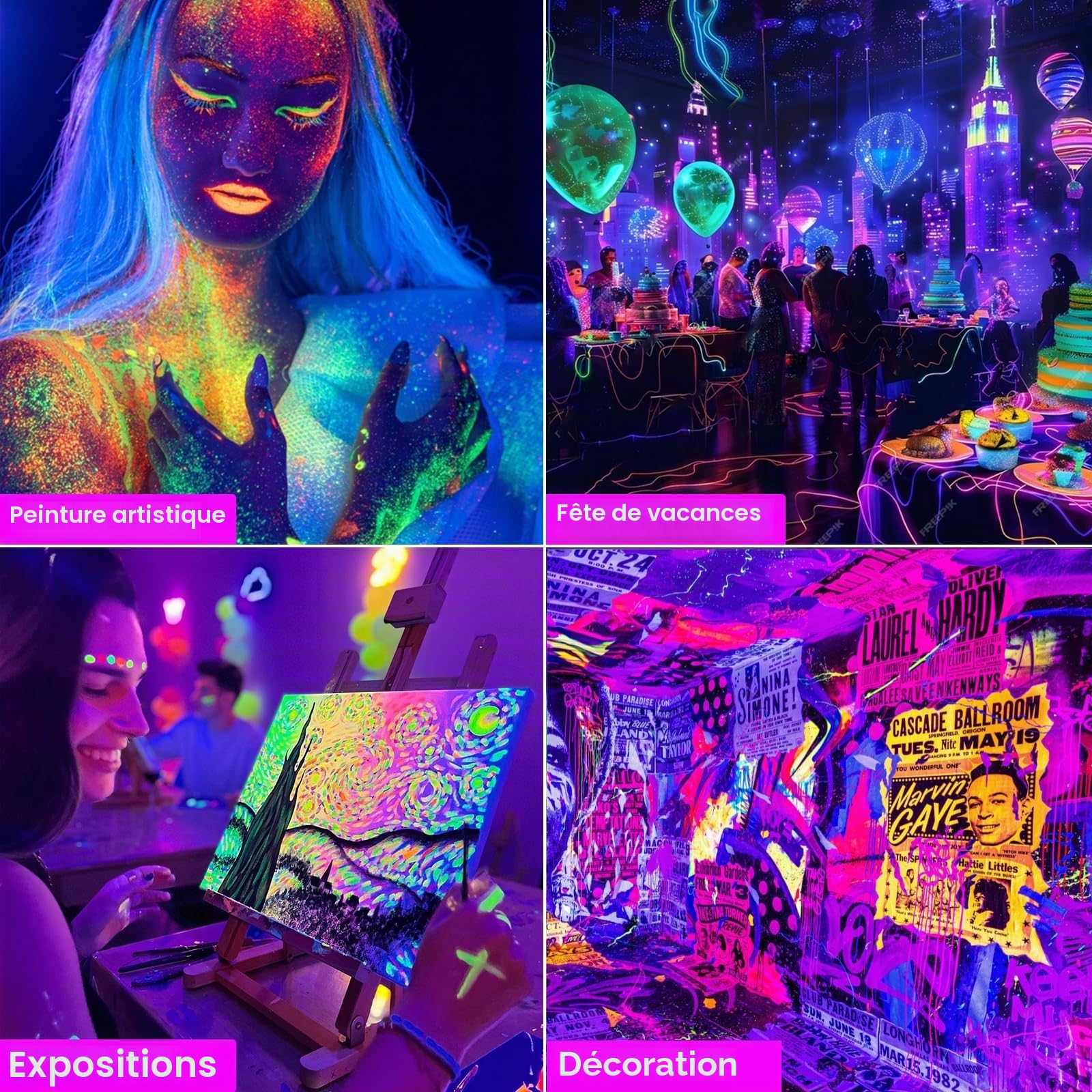 Projecteur Lumière Noire UV LED 100W, Étanche IP66 avec Prise Standard Européenne, pour Halloween, Fête Fluorescente, Décoration de Scène et d'Aquarium