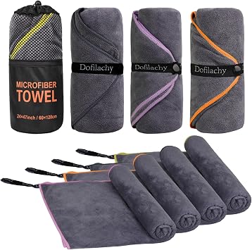 Dofilachy 4 Pack Camping Towel - Camping Towels Quick Dry Towel Microfiber Travel Sports Towel for Camp Bath Beach Swim, Large 24 x 48