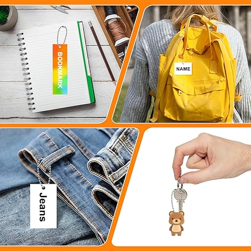 Miniatura 5 de 200 unidades de 3.937 in de largo con cierre de cuentas de cadena de bola, llavero, cadena de bolas de 0.094 in de diámetro, ajustable, cuentas de