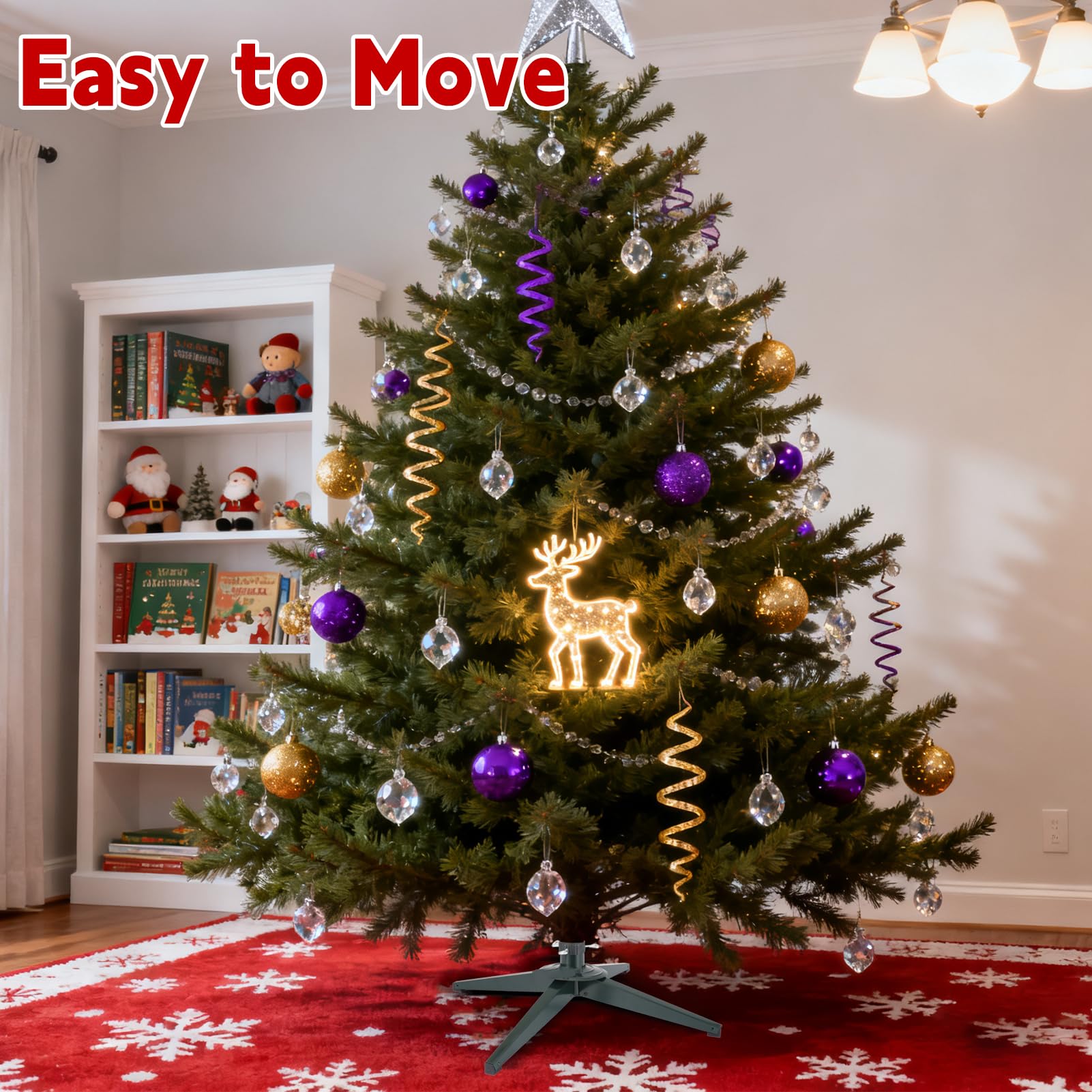 Weihnachtsbaumständer Faltbarer Christbaumständer 65cm Metall Weihnachtsbaum Ständer mit 3,2cm Bohrung Weihnachtsbaumbasis Metallständer für 8ft künstliche Weihnachtsbäume, Grün
