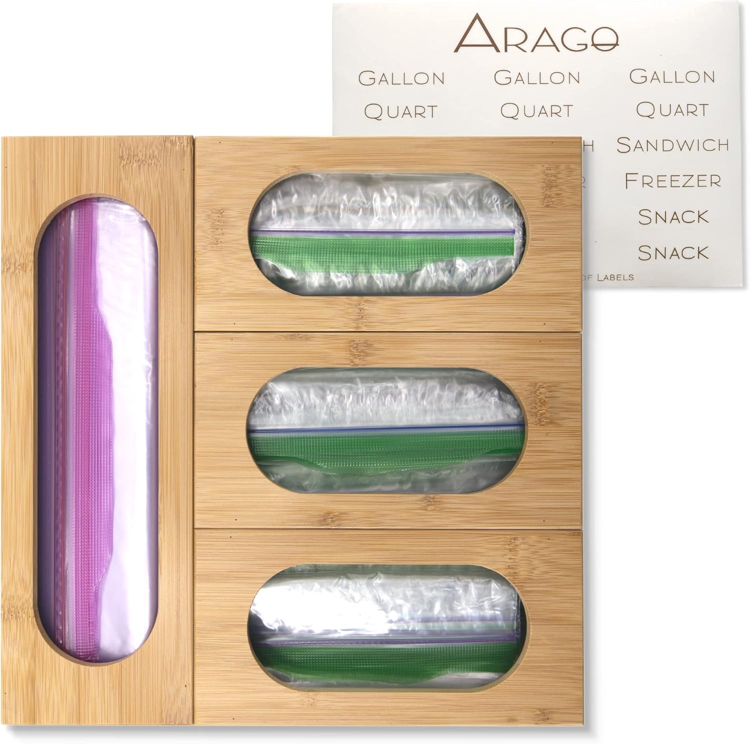 ARAGO Ziplock Bag Storage Organizer Bamboo Ziplock Bag