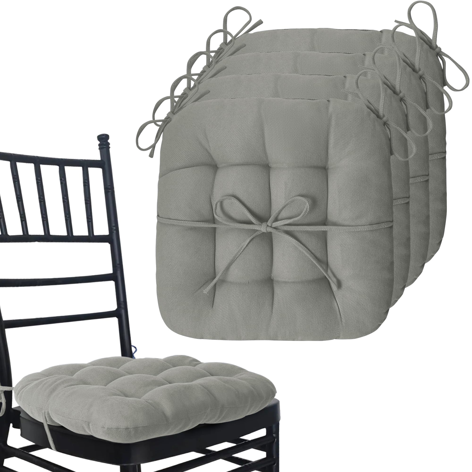 ELFJOY 4 Pack Chair Cushions Kitchen Chair Cushions Chair Pads Tufted ...
