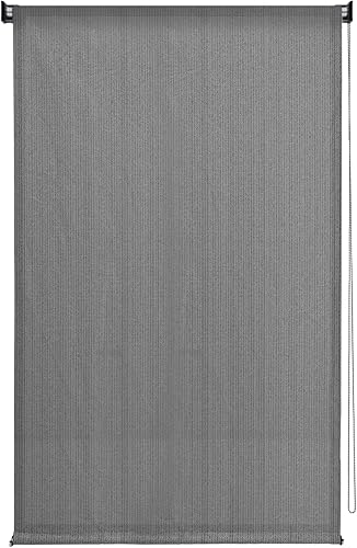 VICLLAX Persiana enrollable de tela para exteriores para cenador de porche, persianas de patio (5 pies de ancho x 6 pies de largo), gris antracita