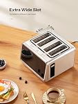Yabano 4-Slice Toaster with Smart Touch Control, 6 Shade Levels & 6 Bread Settings, Extra Wide Slot for Bagels/English Muffins, Compact Design with Removable Crumb Tray