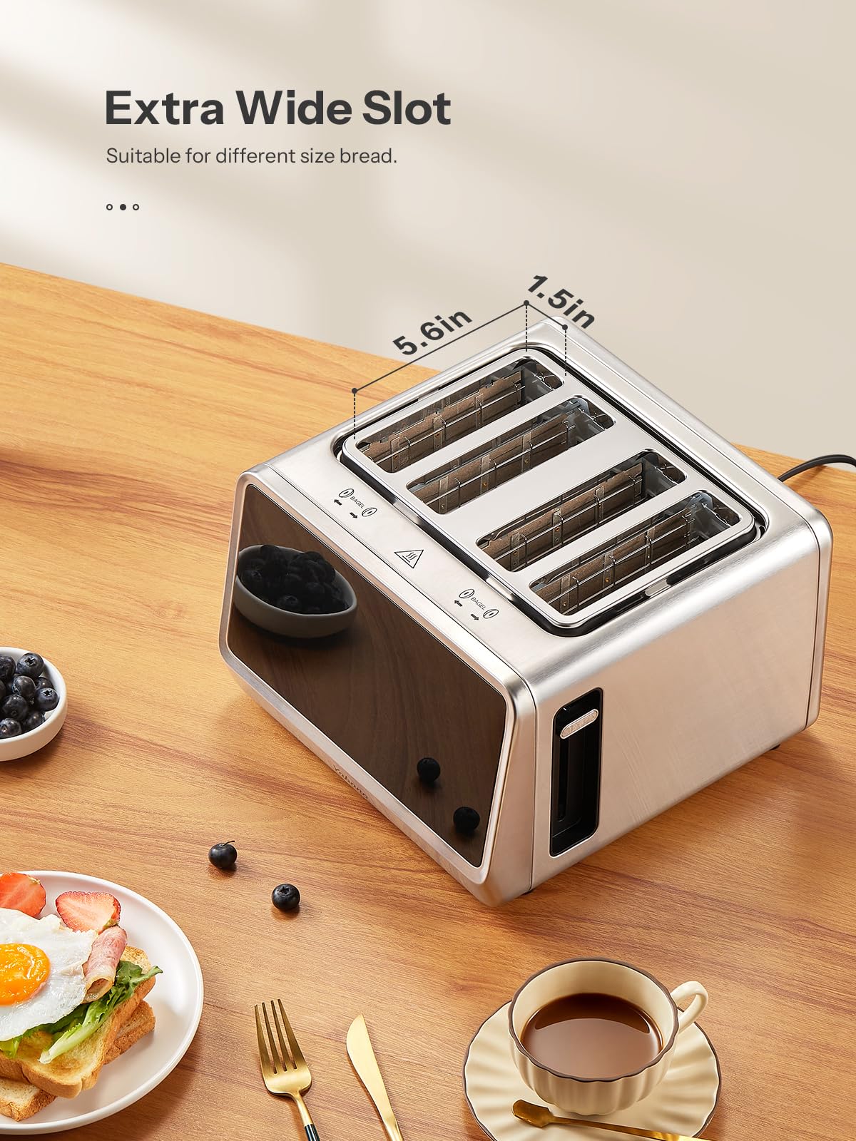 Yabano 4 Slice Toaster - Smart Touch & 6 Levels -5 Yabano 4 Slice Toaster - Smart Touch & 6 Levels -5