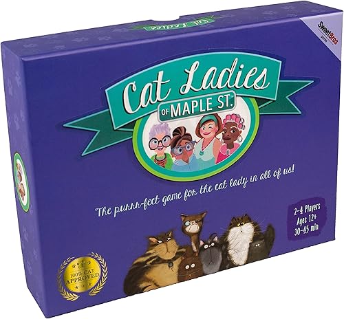 Cat Ladies of Maple Street - ¡Nuevo! - Divertido juego de mesa familiar | Juego de cartas de construcción de mazos | Juegos de cartas para adultos,