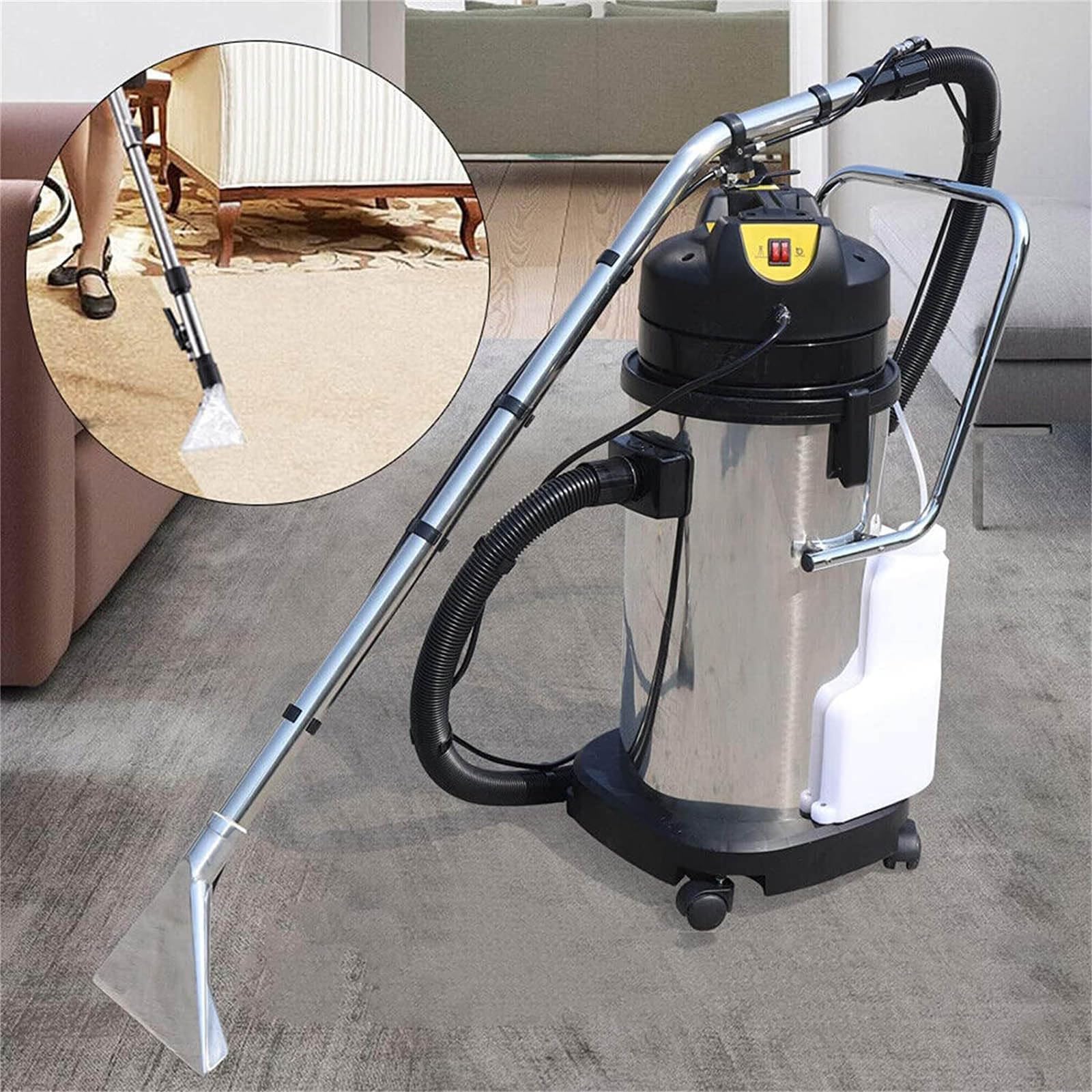 Extractor de alfombras portátil - Máquina de limpieza comercial 3 en 1, limpiador de alfombras en seco y húmedo resistente de 40 litros, extractor de polvo móvil para una limpieza eficiente