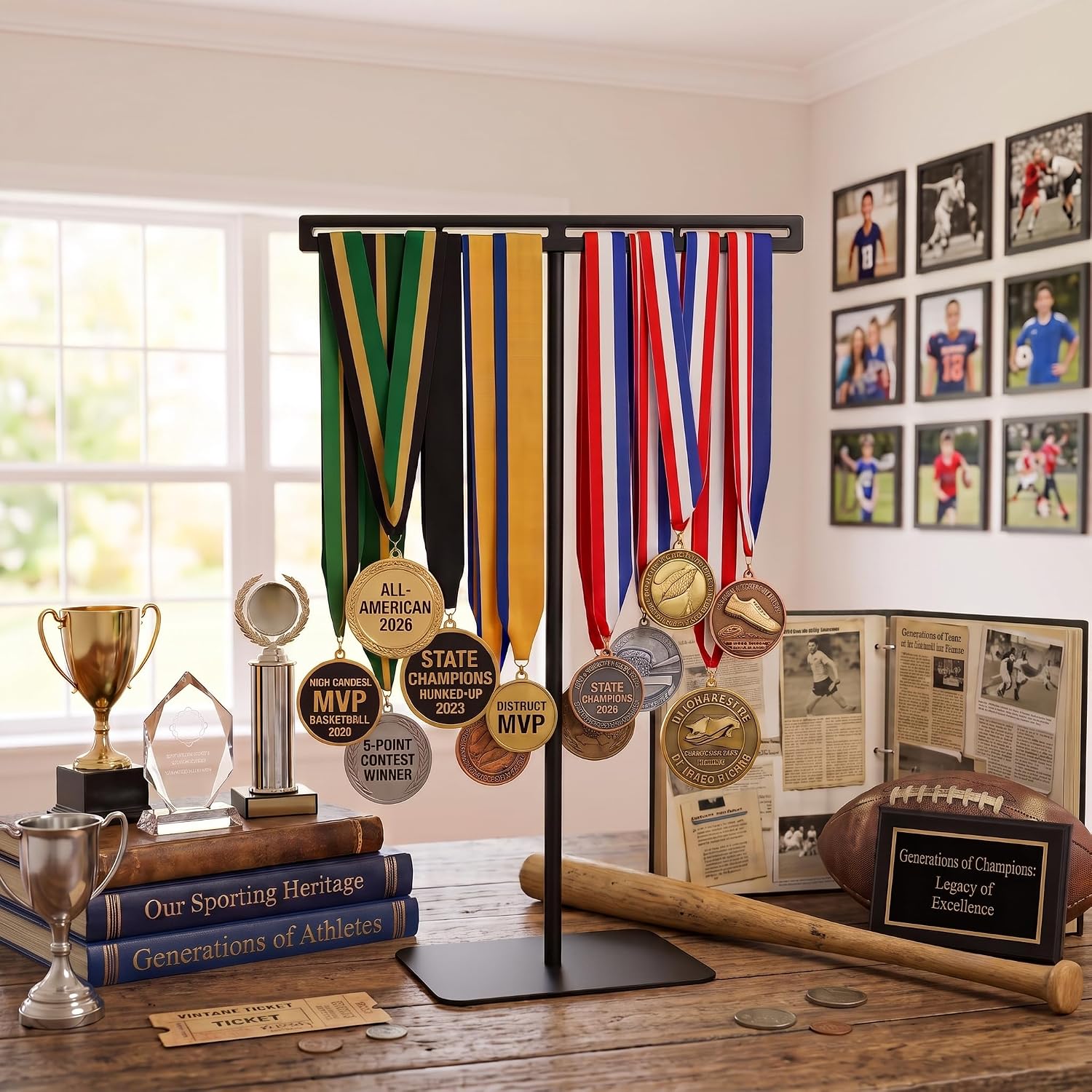 Tabletop Medal Hanger Display Stand, High-Capacity Sturdy Holder