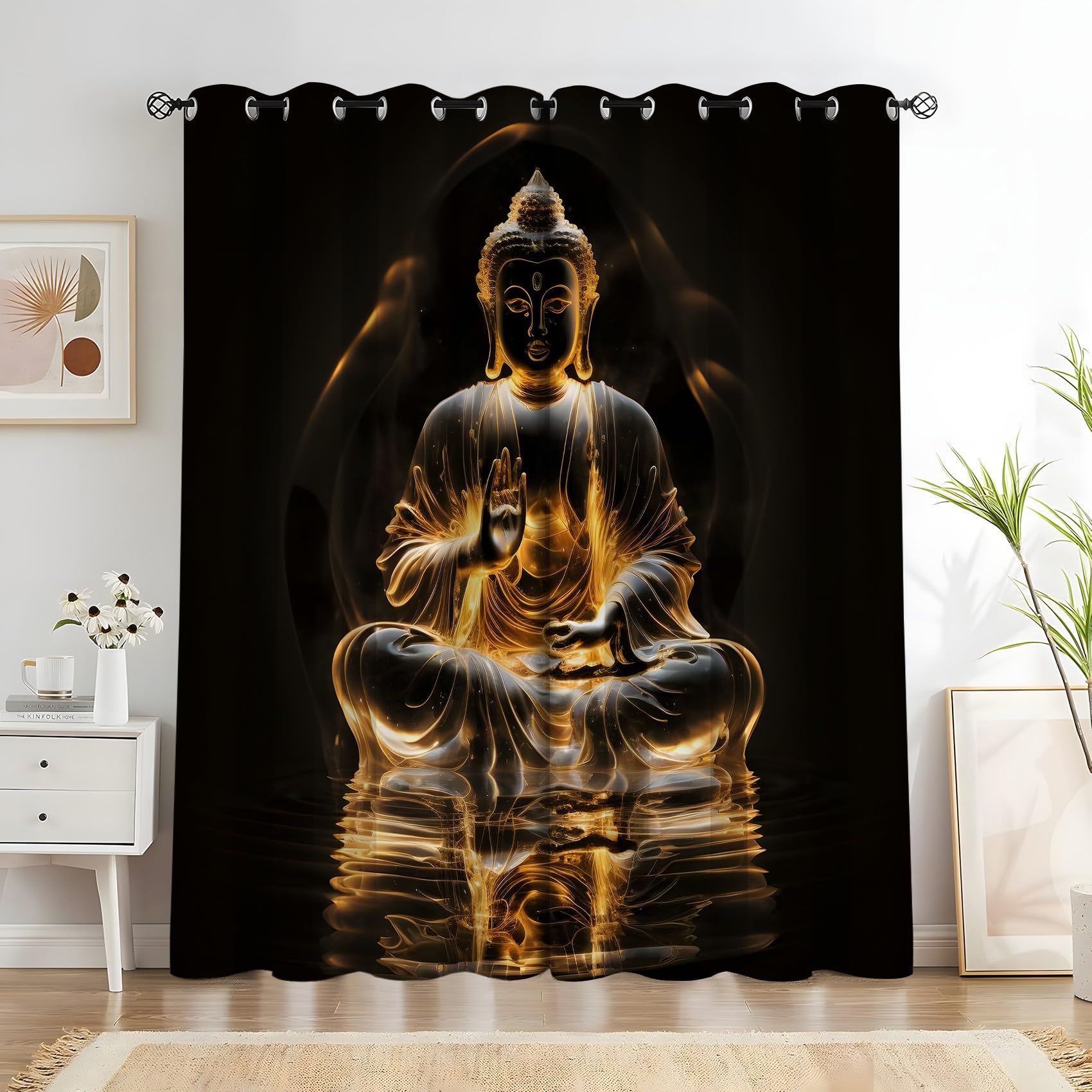 Rideau occultant Bouddha imprimé 3D cristal de décoration supérieure